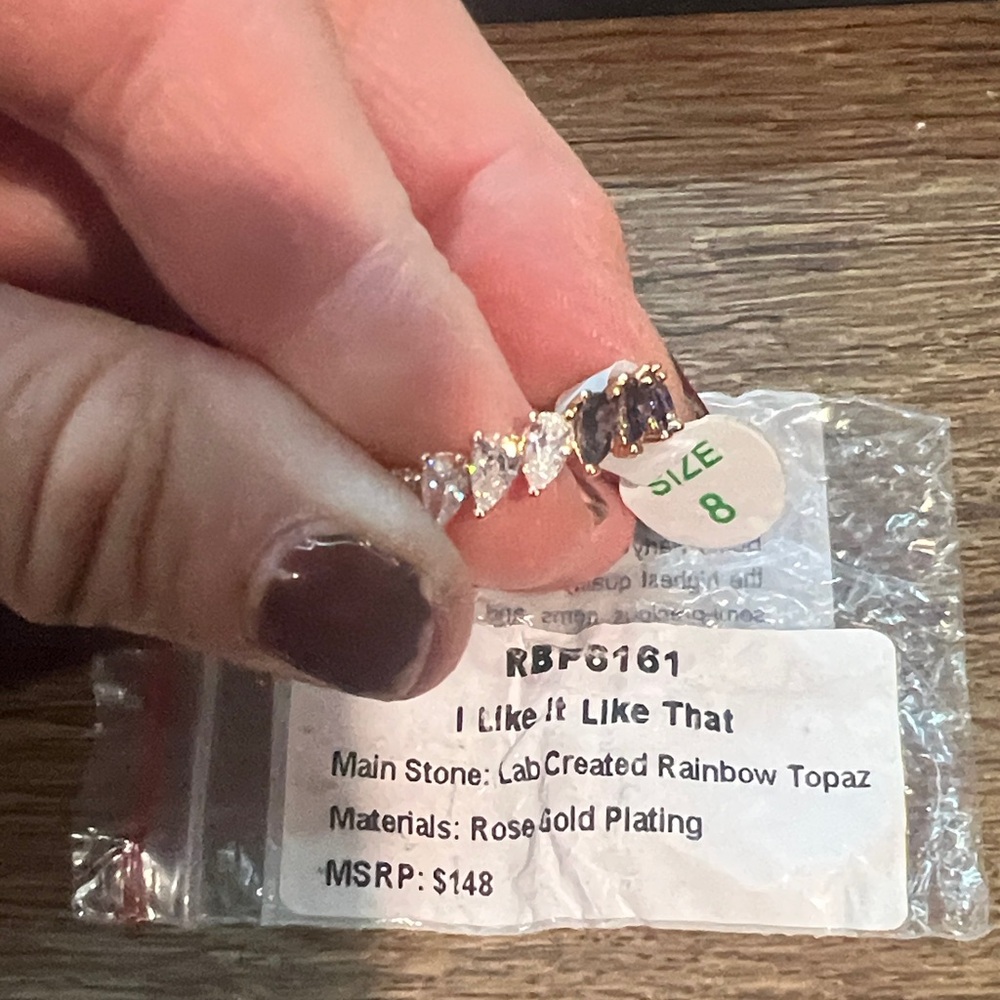 Bomb Party Ring Rose Gold Plated Rainbow Topaz Ring